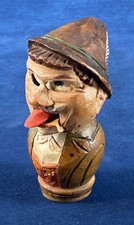 Bouchon mécanique suisse bois sculpté main Brienz vintage alpin 1950s