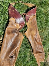 RARE--FINE FULL-GRAIN/blond LEATHER CHAPS, 41"waist/ "J.W.P"./MEN'S RODEO-grade.
