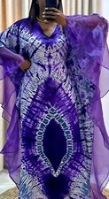 Women Boubou African Print Free Size Dresses in yellow,,purple and blue