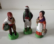 3 anciens santons Terre cuite argile S.AMY Provence creche Collection Déco Noël