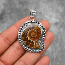 Ammonite Fossil Gemstone Pendant Handmade Jewelry 925 Sterling Silver Women Gift
