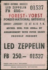 LED ZEPPELIN-John Bonham-1975 Unused Concert Ticket (Brussels-Forest National)