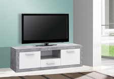 Meuble TV Bas 148Cm Béton Gris Clair Blanc