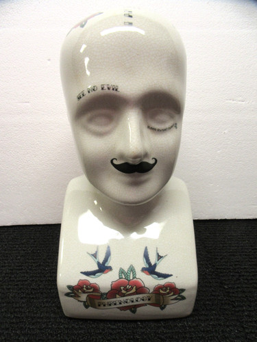 Ceramic phrenology head - ceramic,