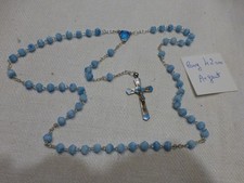 fd from stock antique rosary silver and enamel gd fire beads blue glass paste
