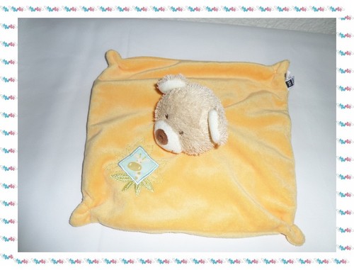 Doudou plat carré jaune - j,