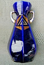 Ancien vase en céramique art-déco bleu cobalt 