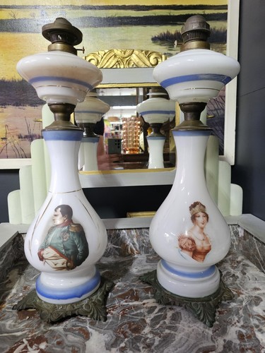 Paire antique verre - , opaline