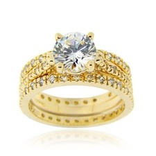 Or Onsilver 2ct Zircone Fiançailles Mariée Mariage Bague Parure