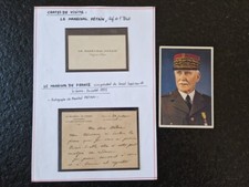 Autograph letter from Marshal Philippe Pétain + WWI business card 1921 war