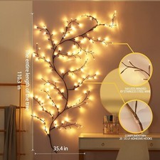 PhantasyStar Lighted Willow Vine Room Christmas Decor 9.2 FT 160LED W/ Remote