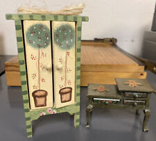 Vintage Miniature Furniture Hand painted Step Down Table By Russ Armoire Antique