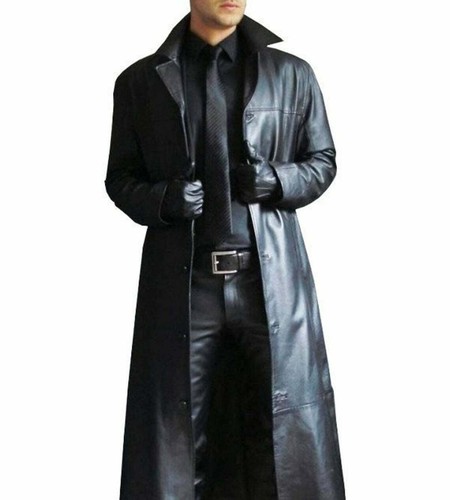 Manteau trench cuir - manteau, en