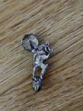 Rare Vintage Sterling Silver Clown / Jester on a Unicycle + Umbrella Charm