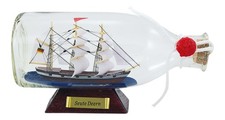 Bateau en bouteille - Seute Deern Bateau à pelote en verre/bois 16 x 8 cm