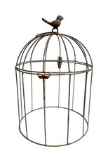 DÉCO - CAGE EN FER FORGÉ SURMONTÉ D'UN OISEAU 33CM