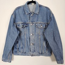 Ober Heavyweight Womens Large Long Sleeve Blue Denim Jean Button Jacket