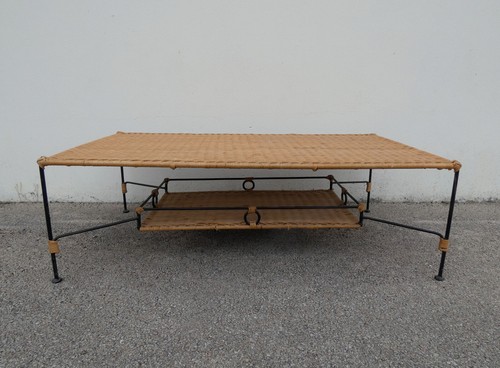 Table basse vintage rotin - vintage,