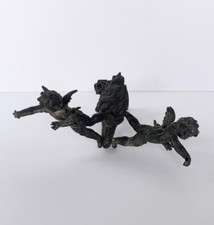 Antique Angelot Spelter Silver Chandelier Putti Cherub Suspension Chandelier 3 Arms