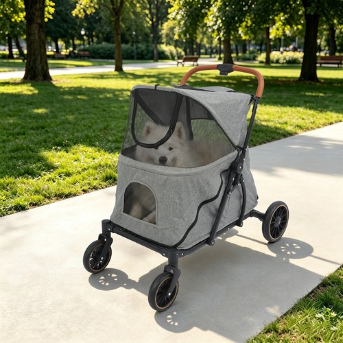 Foldable wheels pet stroller - 4-wheels,