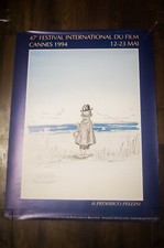 CANNES FILM FESTIVAL 1994 Fellini French Moyenne Rolled Movie Poster Original