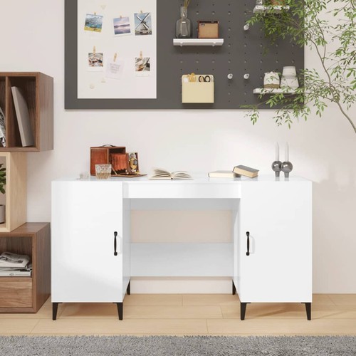 Bureau blanc 140x50x75 bois - bureau,