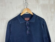 Marlboro Classics Polo Collar Sweater Jumper Washed Blue Color Men's Size M