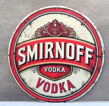 Plaque métal vintage Smirnoff Vodka 20x20 ronde Neuve