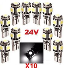 Ampoules T10 LED 24V Canbus 5 SMD W5W Blanc 6000K Pour Camion 4x4 Bateau 10pcs