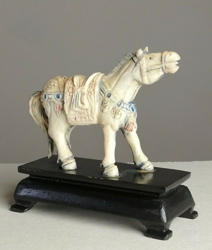 Antique polychrome bone horse - antique,