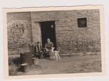 Antique Photo ?️ Two Women Farm Stone Dog Goat 1953 Rare ?
