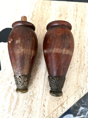 Paire pieds bois avec sabots - paire,