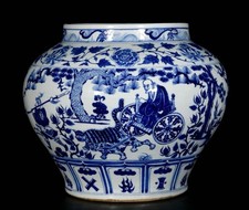 14 "vieux bleu blanc porcelaine personnage histoire modèle pot pot crock