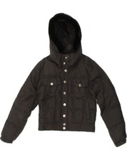 LIU JO Womens Hooded Padded Jacket IT 42 Medium Black Nylon AC37