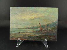 NAVY OIL PAINTING ON WOOD SIGNED GARDY CLAUDE 1949