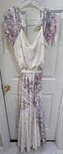 Vintage Women's Dress 70s Zum Zum  Light Floral Prairie Maxi Tiered Cottage