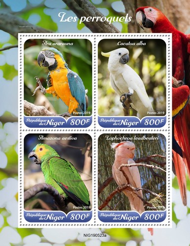 Parrots mnh stamps 2019 niger - parrots,