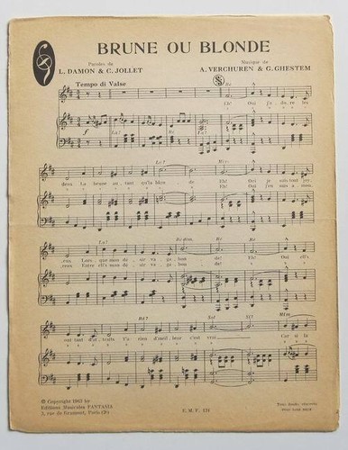 Partition vintage sheet - , music