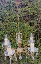 lustre 5 branches laiton pampilles , éclairage , lumière