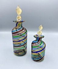 Lot of 2 Multicolored Murano Glass Bottles with Gilding