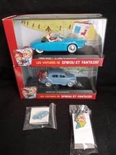 Spirou - lot 2 Voitures Editions Atlas - Renault 4CV + Turbot Rhino 1 + 2 pins 