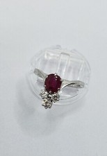 Bague Rubis or blanc 18K x Platine 950 + 3 diamants de 0.32 cts T 52fr =6US