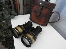 ANTIQUE MILITARY PAIR OF BINOCULARS L.PETIT FABT PARIS LEATHER OFFICER CASE