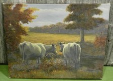 ENGLISH 19th CENTURY ANTIQUE OIL PAINTING COWS HENRY SCHOUTEN OIL on CANVAS OLD