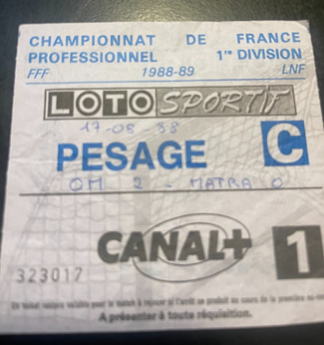 Ancien ticket billet football - ticket,