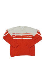 Lacoste Long Sleeve V Neck Striped Pullover Sweater Orange Size 14