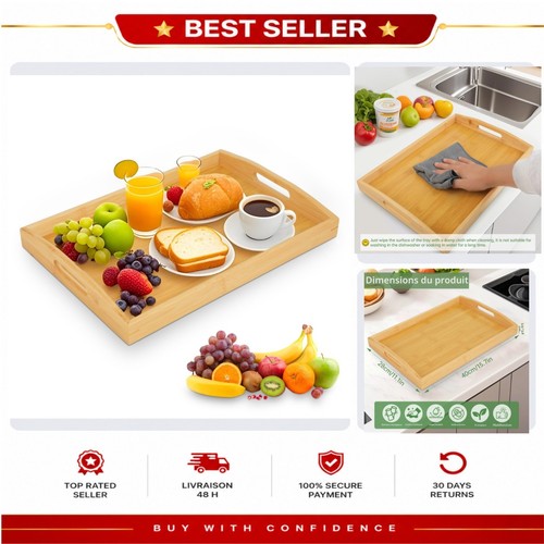 Plateau service bambou - plateau, en