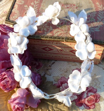 ANTIQUE BRIDAL CROWN decorated with FLOWERS FABRIC