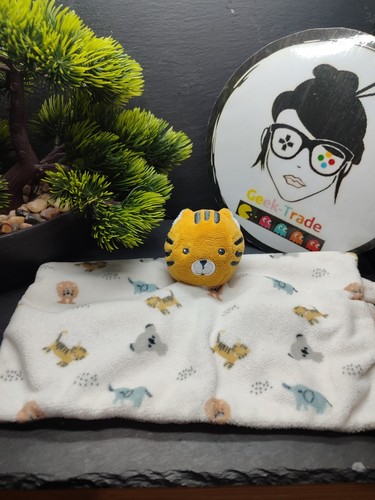 Doudou plat chat tigre - , blanc