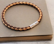 Hommes Personnalisé Liège Bracelet-Massif Argent Clasp-5mm Naturel / Brun Tressé